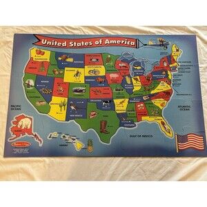 Melissa & Doug USA Map Floor Puzzle 51 Extra Large Jumbo Pieces 2x3 Ft. …